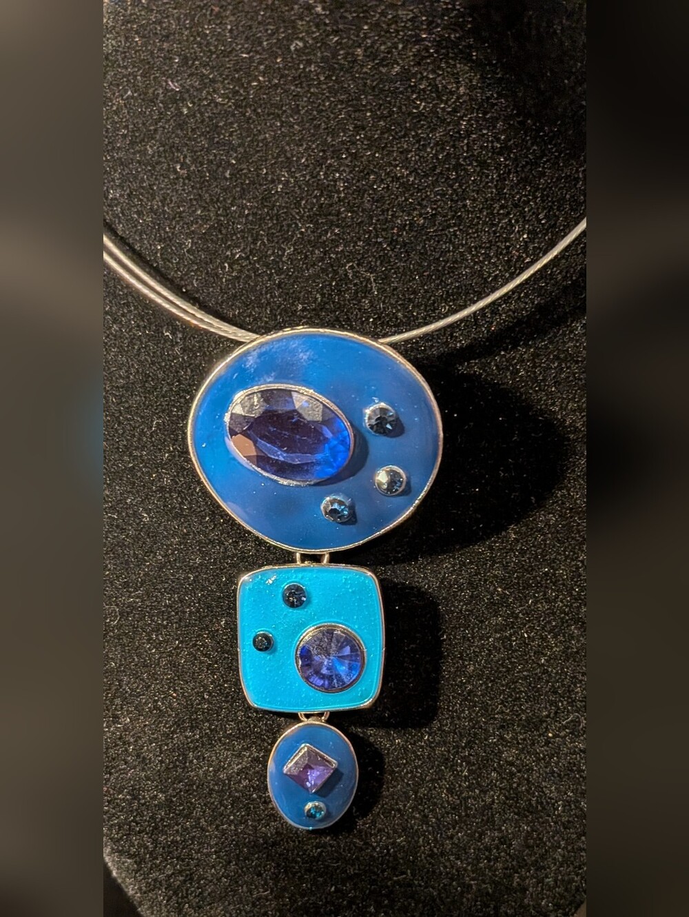 Blue Gemstone Multi-Drop Pendant Necklace